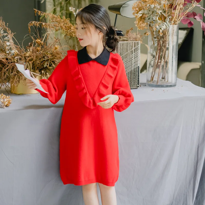 

Teen Girls Knitting Dress Autumn 2022 New Mother and Daugther Clothing Princess Dresses Kids Girls Casual Straight Dress A408