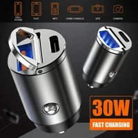 car charger adapter 12 24v dual usb 30w fast charging adapter pd type c cigarette socket car charger for iphone huawei xiaomi