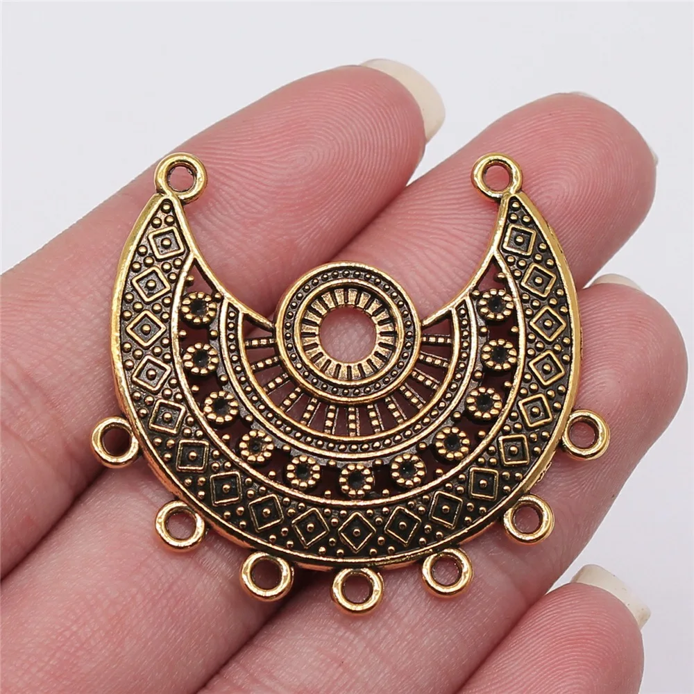 

4pcs 43x41mm Antique Gold Color Crescent Moon Shaped Porous Earring Connector For Earring Making For Jewelry Making D10388