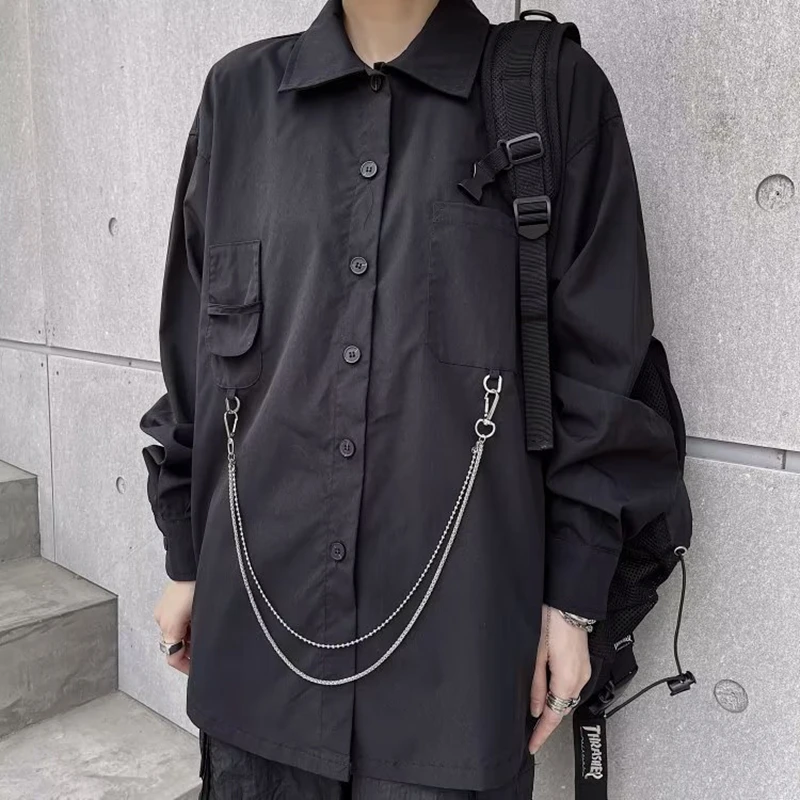 

Shirts Women BF Style Harajuku Hollow Out Design Chic Unisex Teens Streetwear Top All-match Trendy Popular Simple Womens Blouse