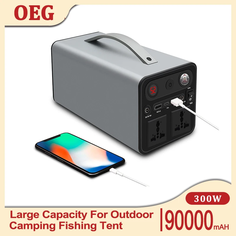 

90000mAh Portable Power Station 220V 300W Power Bank Supply Outdoor Camping Campervan Drone RV External Battery Solar Generator