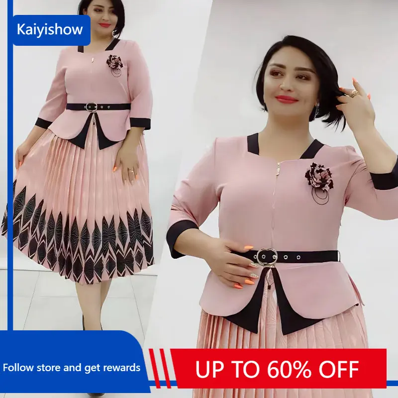 

African Clothes XL-4XL Summer African Elegant Half Sleeve Polyester Printing Dress Blue Pink African Dresses for Women OL Dress