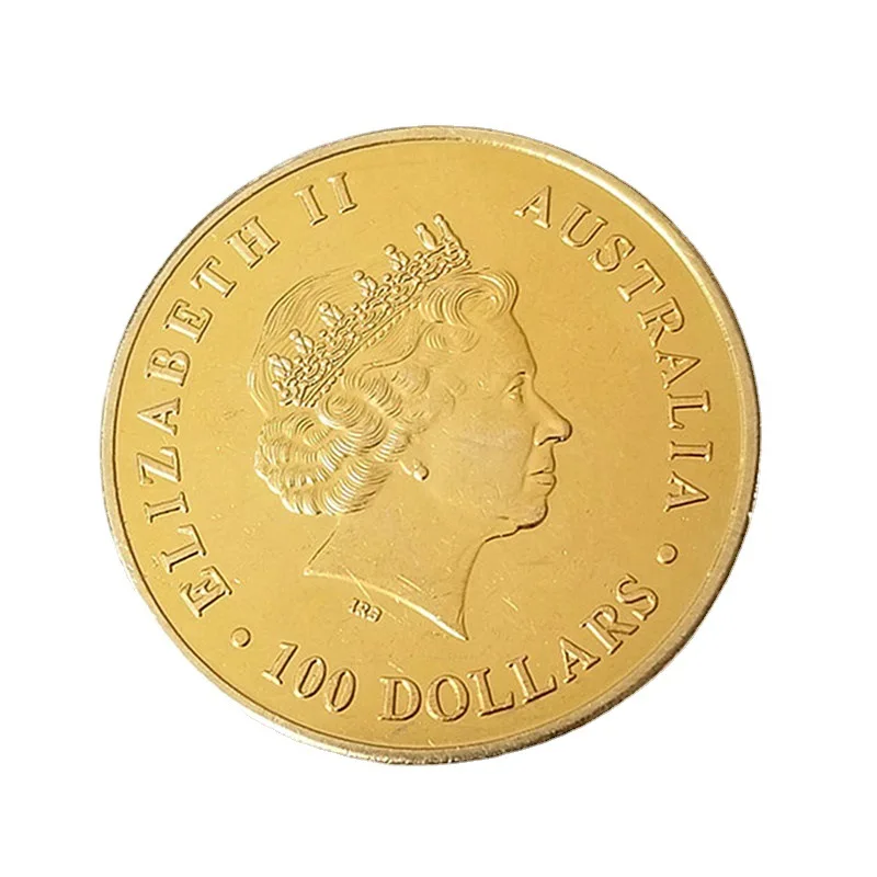

Australia 100 Dollars Elizabeth II Gold Plated Coins Collectibles Magic Coin#3069