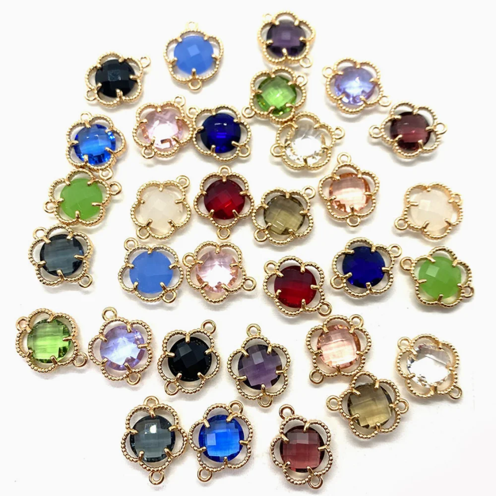 

Crystal Pendant Five Petal Flower Double Hole Connector Pendants Charms for Jewelry Making DIY Necklace Bracelet Earrings Anklet