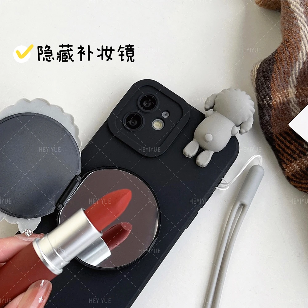 Милый держатель для зеркала для макияжа с изображением собаки для Samsung Galaxy S23 Plus S22 S21 FE S20 Ultra M53 M23 M33 M13 M52 12 J6 J4 J730.