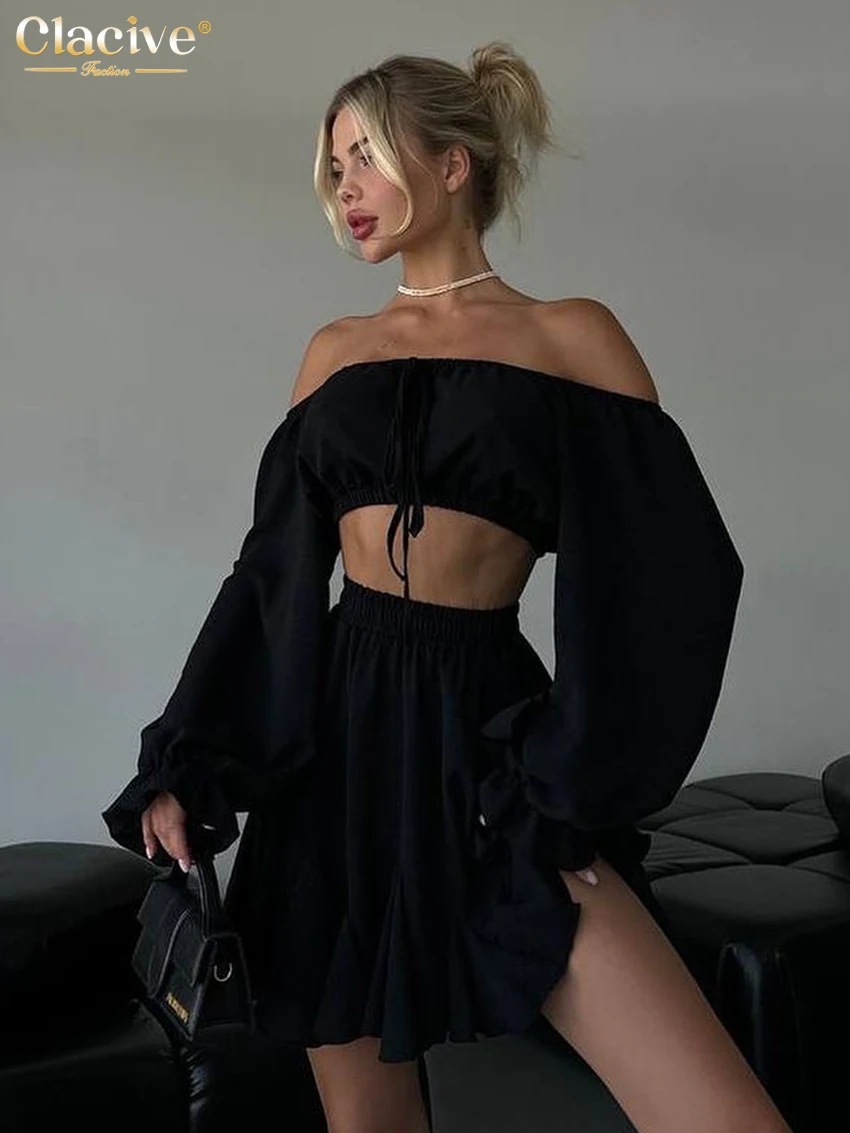 Clacive Fashion Свободные белые комплекты из 2 предметов Женский наряд 2025 Элегантный