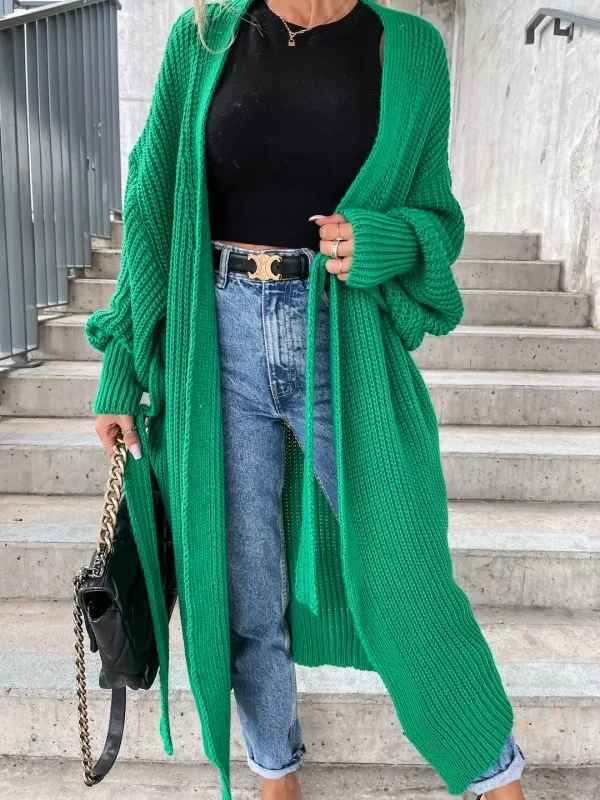 

Осень зима вязаный кардиган женский зеленый черный пэчворк 2022 элегантная свободная Длинная Верхняя одежда макси Y2k свитер пальто мягкая ку...