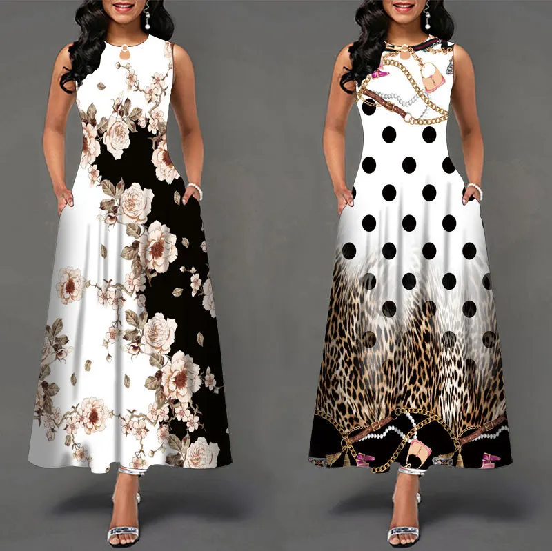 

2022 New Floral Loose Women Vintage Ruffle Hole Befree Big Big Dress Big Big Summer Camis Elegant Party Maxi Dresses