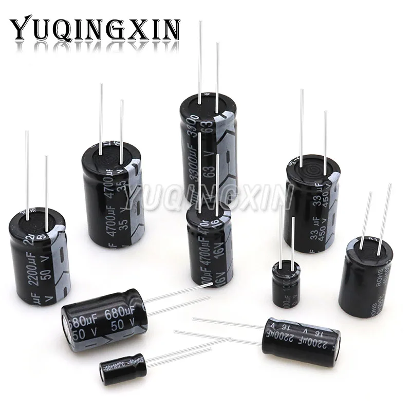 

10V 16V 25V 35V 50V 400V 450V Aluminum Electrolytic Capacitor 2.2UF 4.7UF 10UF 47UF 100UF 220UF 330UF 470UF 1000UF 2200UF 4700UF