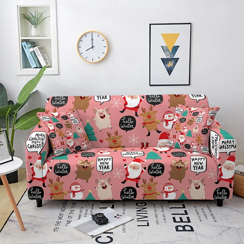 

Cute Santa Claus Elastic Sofa Cover for Living Room Merry Christmas 1/2/3/4 Seater Sofa Covers Couch Cover Furniture Protecter