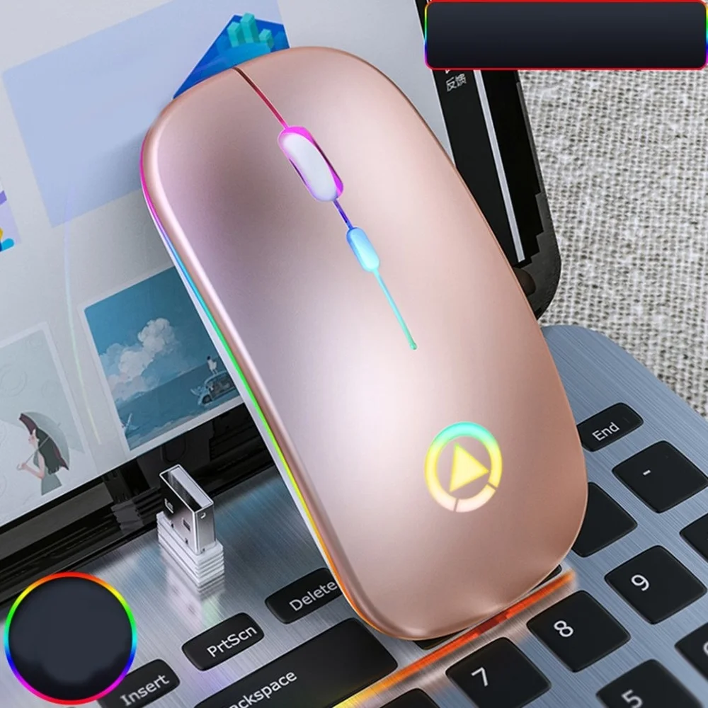 

Оптическая Бесшумная перезаряжаемая беспроводная мышь 2,4 ГГц, 1600 точек/дюйм, USB, ультратонкая игровая геймерская мышь для ПК, ноутбука, компь...