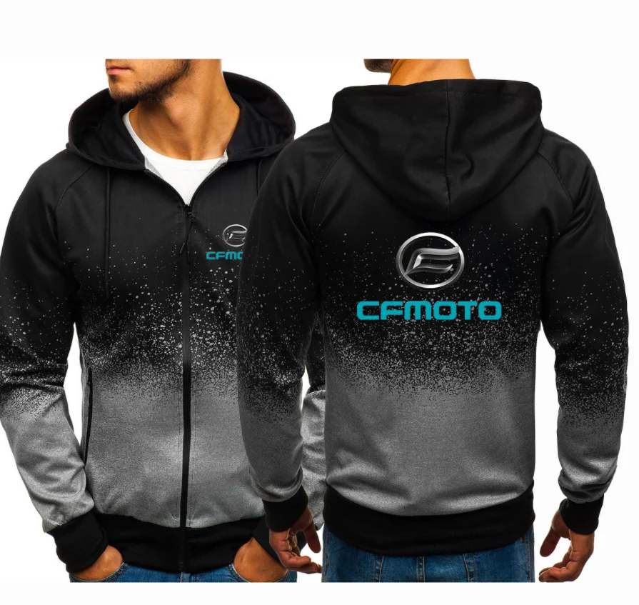 

CFMOTO Logo 2023 Print Custom Comfortable Casual Color Hoodies Men's Gradient Sweatshirts Man Jacket Zipper Clothes