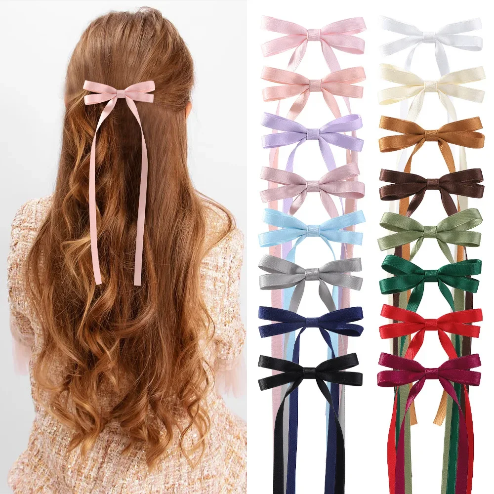 Sweet Cute Ribbon Bow Hair Clip Fashion Long Hairpins Barrettes Headband for Women Girls Accessories Wedding Jewelry