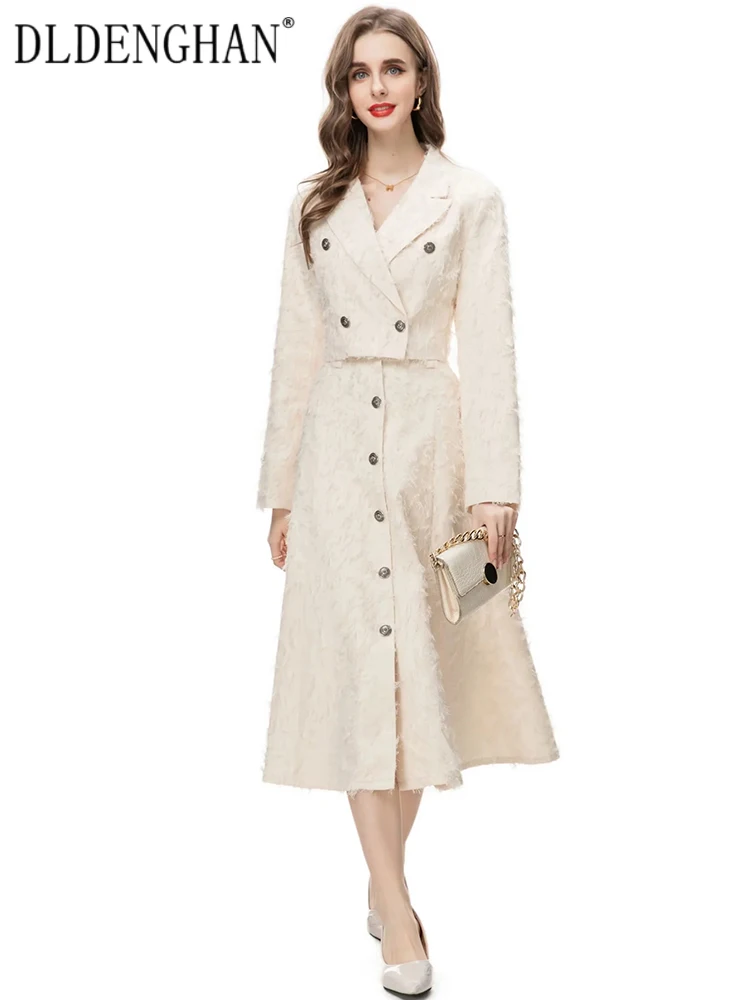 

DLDENGHAN Осенняя Женская юбка с отложным воротником короткое пальто с длинным рукавом + юбка с карманами комплект из 2 предметов модный дизайнерский Новый