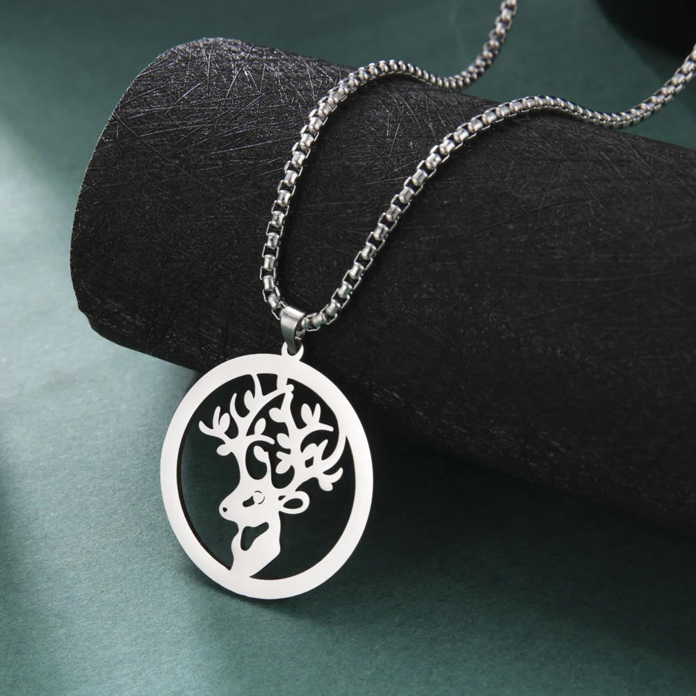 Ожерелье из нержавеющей стали Amaxer ожерелье с милой головой лося колье для женщин