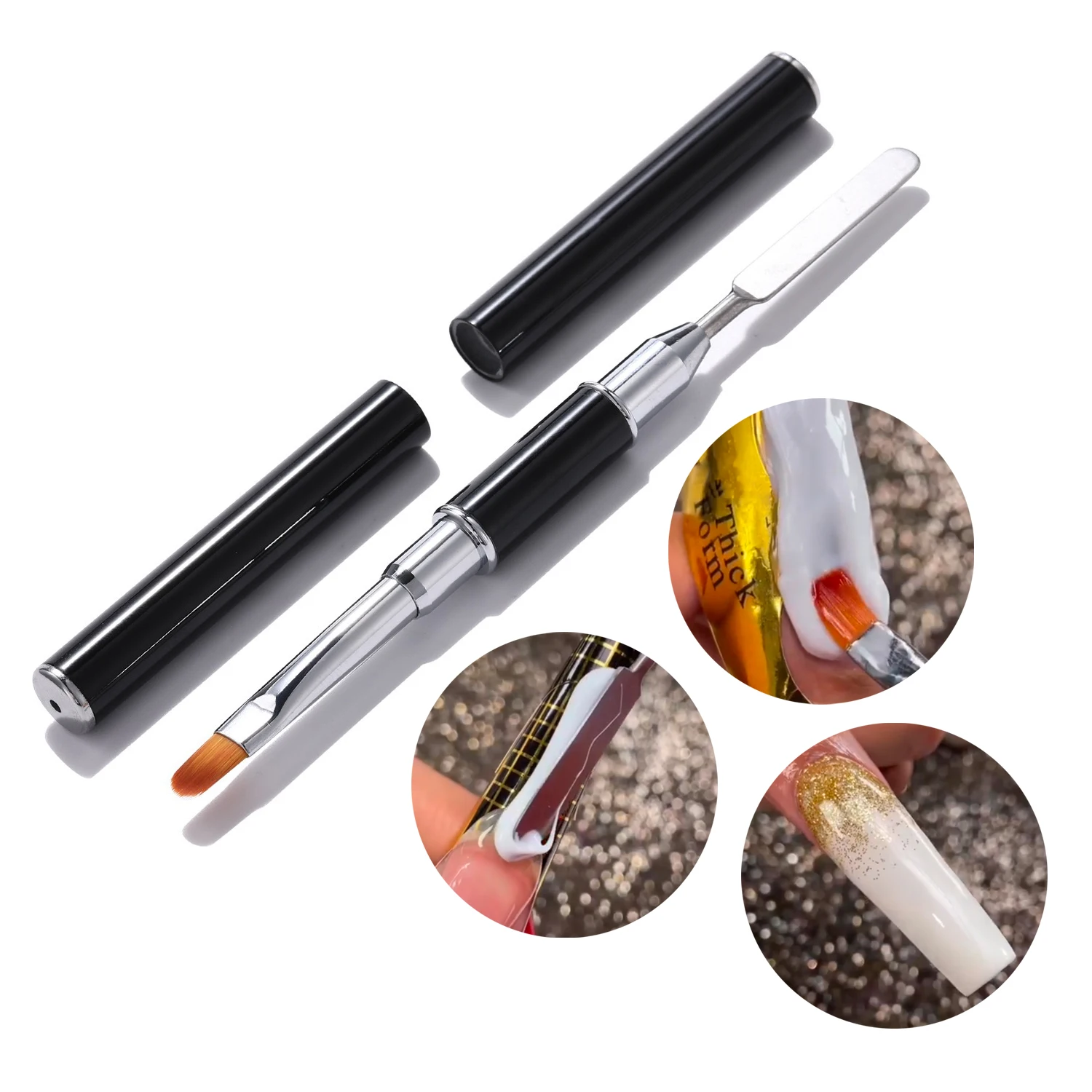 Двухсторонняя кисть для гель-лака для ногтей акриловый УФ-лак для наращивания ногтей ручка для рисования шпатель из нержавеющей стали инструменты для маникюра