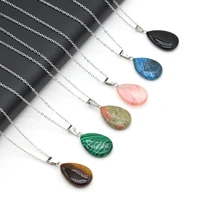 wholesale15pc natural stone rose quartz agate drop pendant necklace for jewelry makingdiy necklace accessories charm gift16x24mm