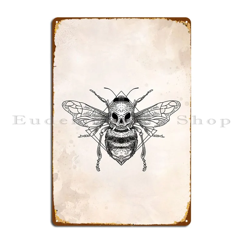 Металлический плакат с черепом и Пчелкой забавный дизайнерский оловянный для