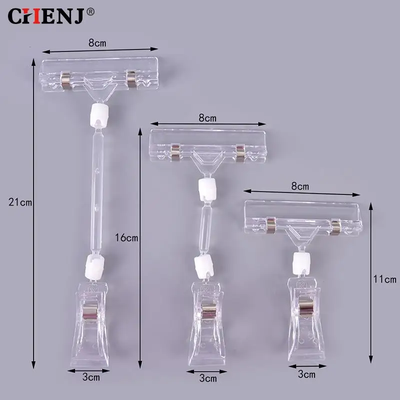 

1pc Transparent Plastic Card display stand Double Clips Adjustable Sign Card Display Holder business Advertising folder