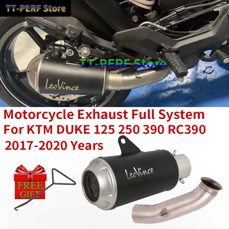 

Motorcycle Exhaust Full System Link Pipe Slip On For KTM DUKE 125 250 390 RC390 2017-2020 Moto Escape Muffler Modified Leovince