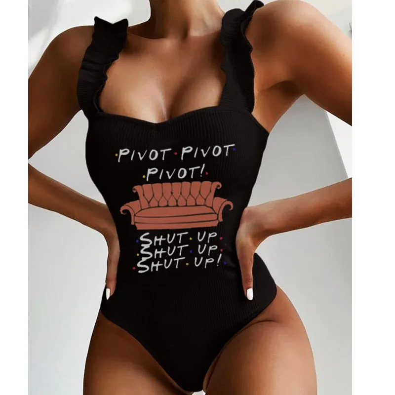 

Friends Tv Show Sexy Ruffled One-piece Swimsuit Women's Swimwear 2021