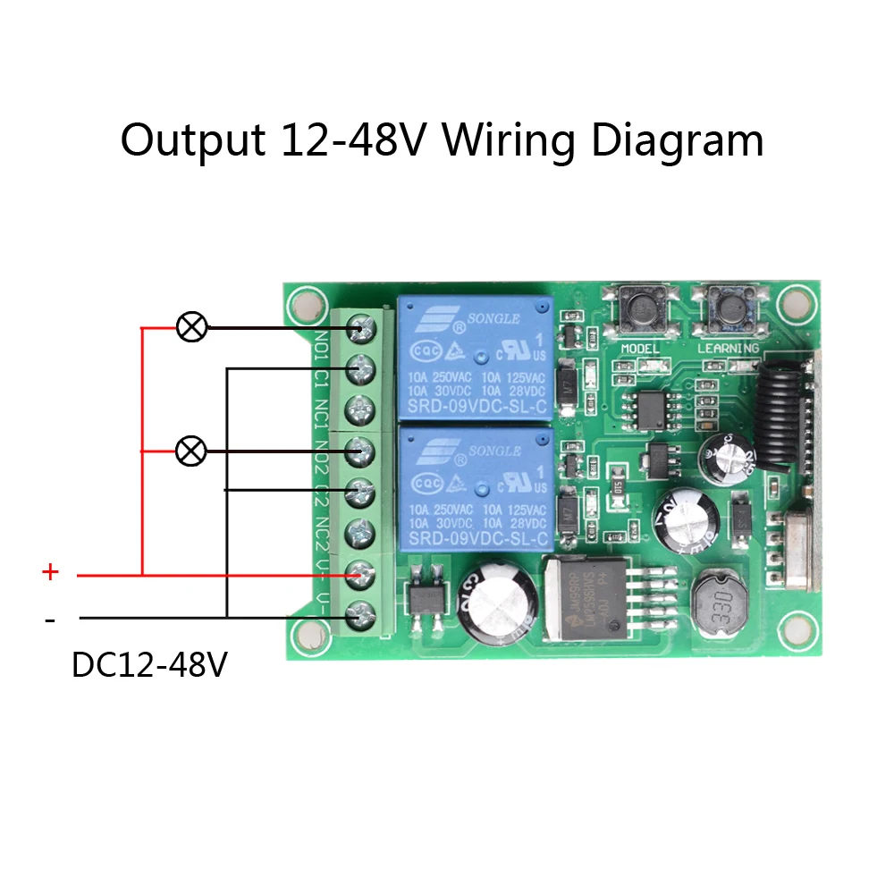 Универсальный DC12V-48V 433Mhz 2CH Многофункциональный модуль приемника RF Беспроводной пульт дистанционного управления Реле Гаражный мотор Свет Diy (art.: 3920cce0ea0fe) - 3920cce0ea0fe