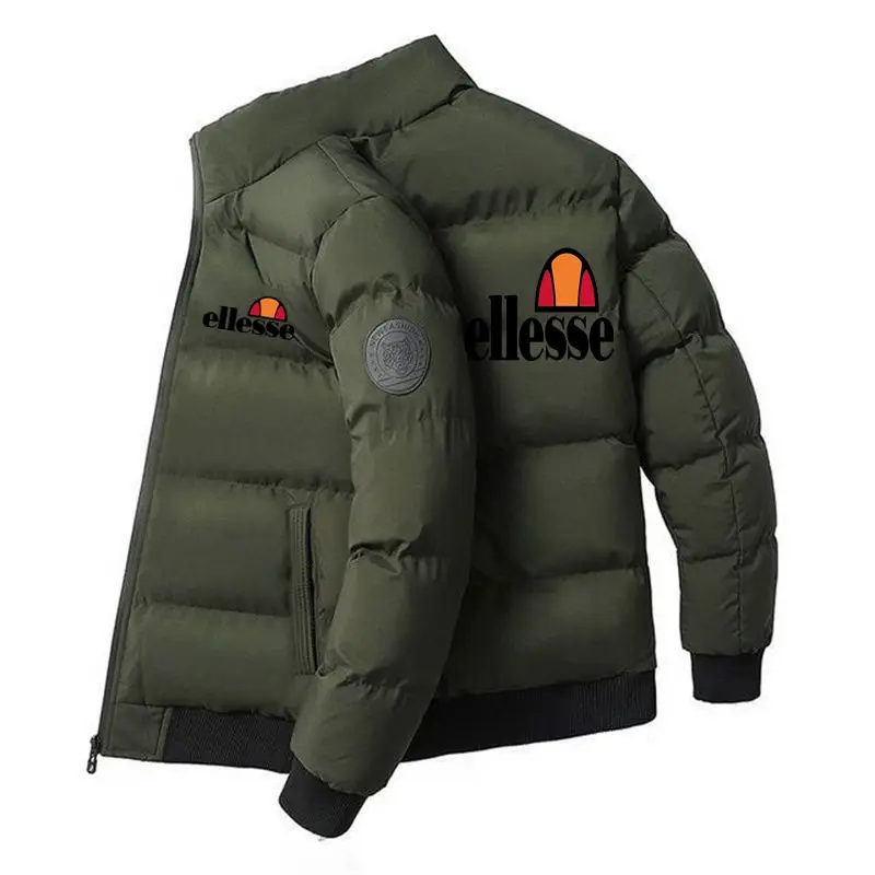2023 New brand printed Autumn/Winter Men's Zipper Jacket Casual Bomber Jacket Scarf collar Slim-fit fashion down jacket