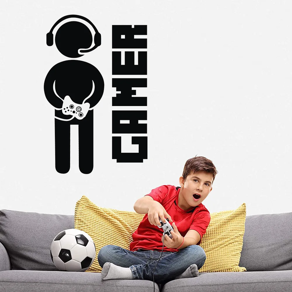 

Стикеры Настенные Самоклеящиеся с изображением геймеров, настенные постеры с игровой ручкой для спальни, детской комнаты, декоративные нак...