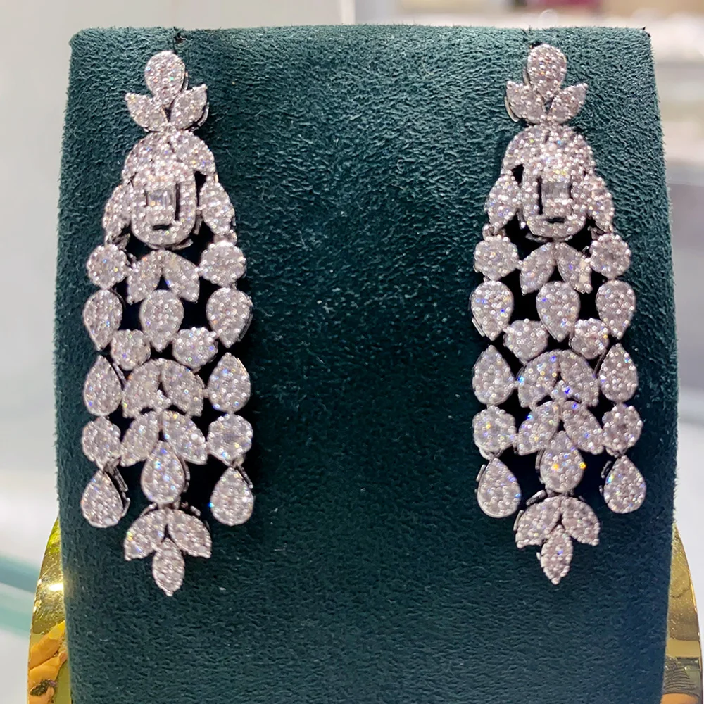 Женские серьги-фейерверки с фианитом свадебные серьги