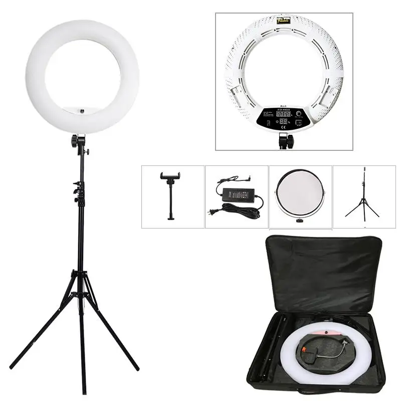 

LED Ring Lights Lamp Kit with Tripod 96w 3200K-5500K Bi-color Yidoblo FD-480II 18in Makeup Studio Light Photographic Lighting