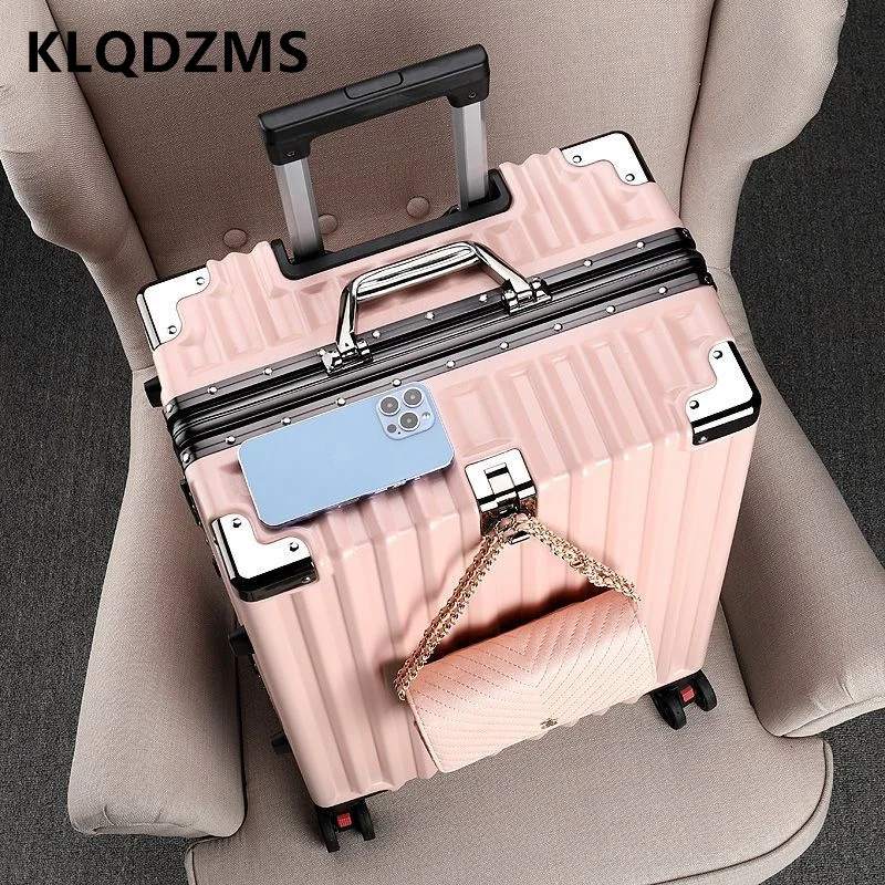 

Чемодан KLQDZMS 20 дюймов, 22 дюйма, 24 дюйма, 26 дюймов, 28 дюймов, новый чемодан с алюминиевой рамой, троллейка, яркий и прочный чемодан на колесах