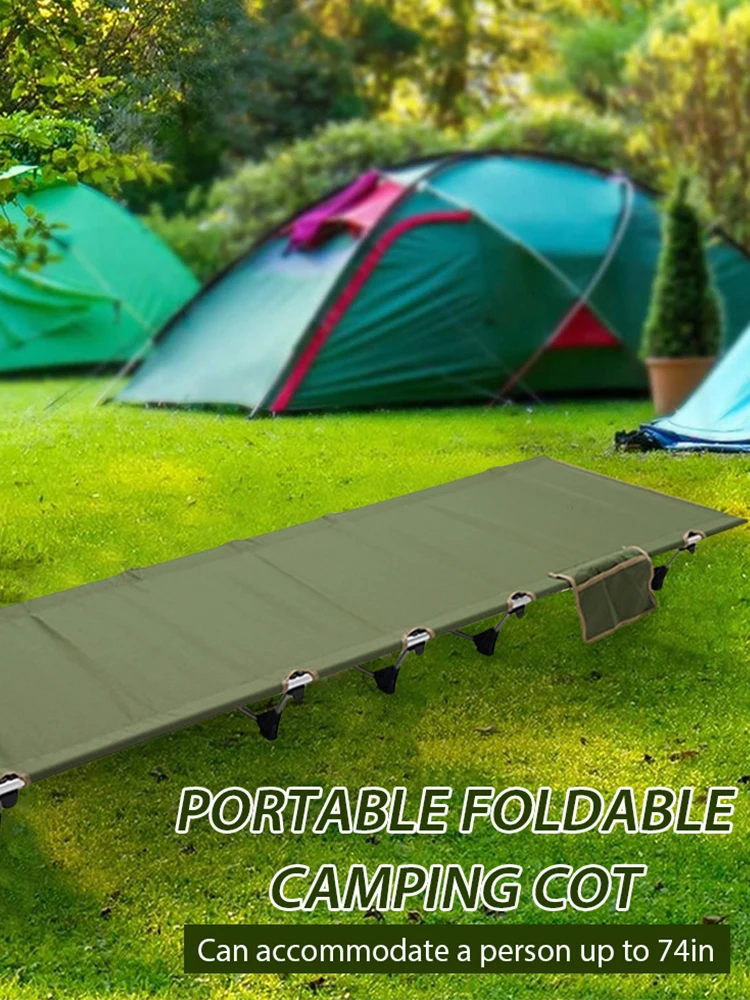 Portable Foldable Camping Cot Single Person Outdoor Folding Bed 330LB Bearing Weight Compact for Outdoor Picnic Camping