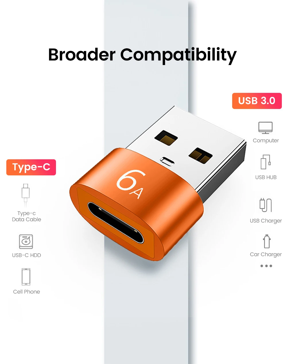 Адаптер Olaf USB C 3.0 Type-C OTG переходник Type мама-USB штекер для быстрой зарядки передачи