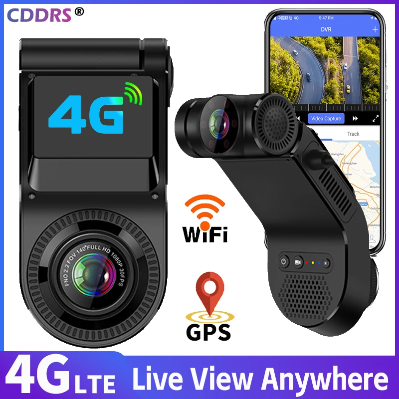 

4G GPS Автомобильный видеорегистратор Двойная видеорегистратор 720P Передняя задняя камера ночного видения с приложением для телефона Дистанционный мониторинг Точка доступа Wi-Fi Монитор парковки