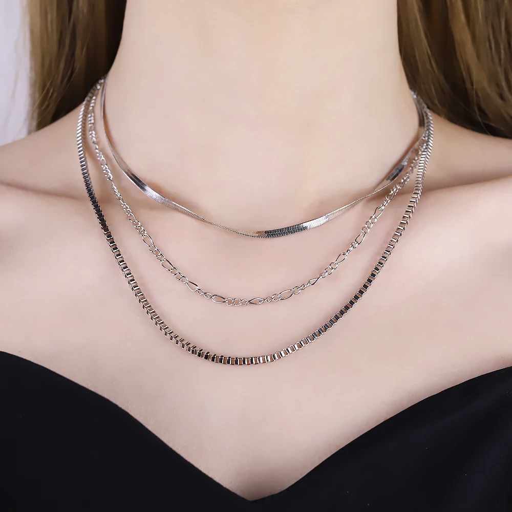 

Hip-hop Geometric Exaggerated Golden Multi-layer Short Necklace Female Fashion Punk Popular Short Choker Snake Chain Accessories