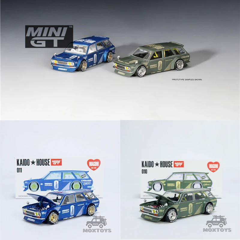 

Kaido House x MINI GT Datsun KAIDO 510 универсал зеленый/синий LHD литая модель автомобиля