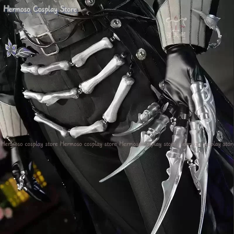 Фото Костюм Джека Риппера из Identity V: черная костюмная шляпа, перчатки, когти, пальто, реквизит для косплея, готический стиль, Хэллоуин. №4