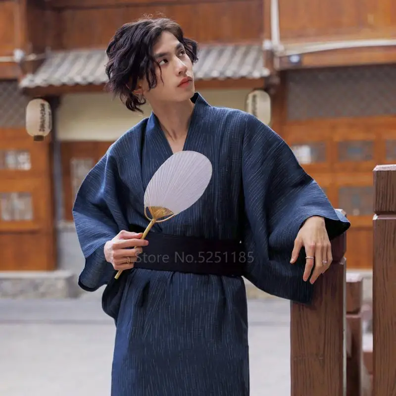 

Japanese Traditional Samurai Kimono Unisex Nightgown Yukata Robe Home Pajamas Cosplay Photo Clothes Cotton Haori Clothing Set