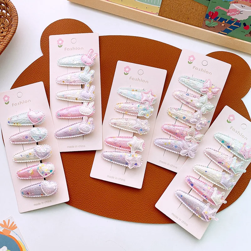 

Заколки для волос кружевные с красочными блестками, 5 шт.