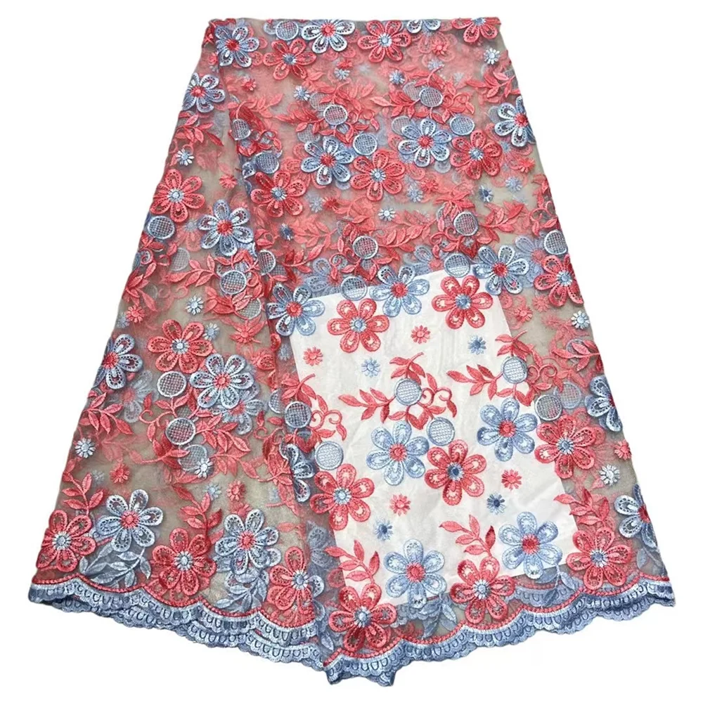 

Latest African Lace Fabric 2022 High Quality Lace Embroidery Beaded 3d French Nigerian Lace Fabric 5 Yards For Wedding LY1507