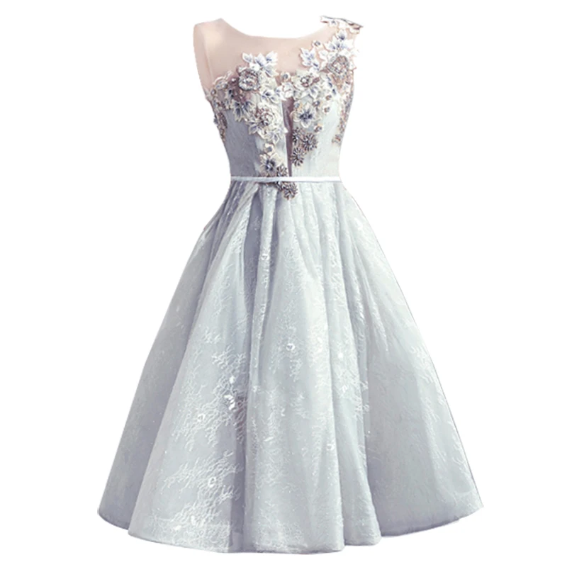 

Gray Birthday Party Dress Annual Meeting Stage Performance Costume Evening Dress