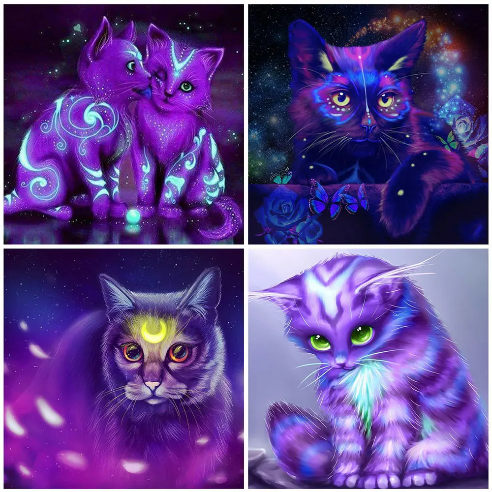 

KAMY YI 5D Diy Custom diamond-painted cross-stitch Cartoon cat diamond-filled drawing room decor