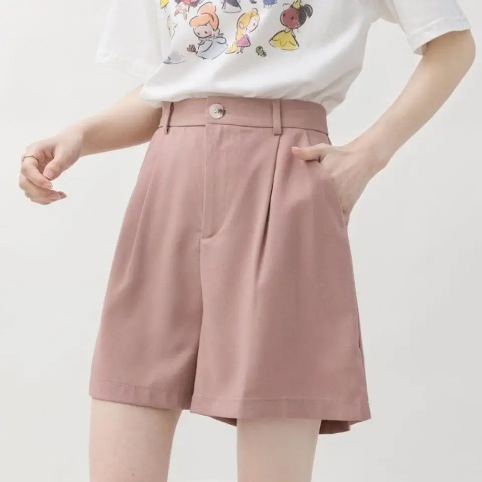 

Women 2022 Summer New Fashion Suits Shorts Female High Waist Solid Office Work Shorts Ladies Casual Wide Leg A-Line Shorts D62