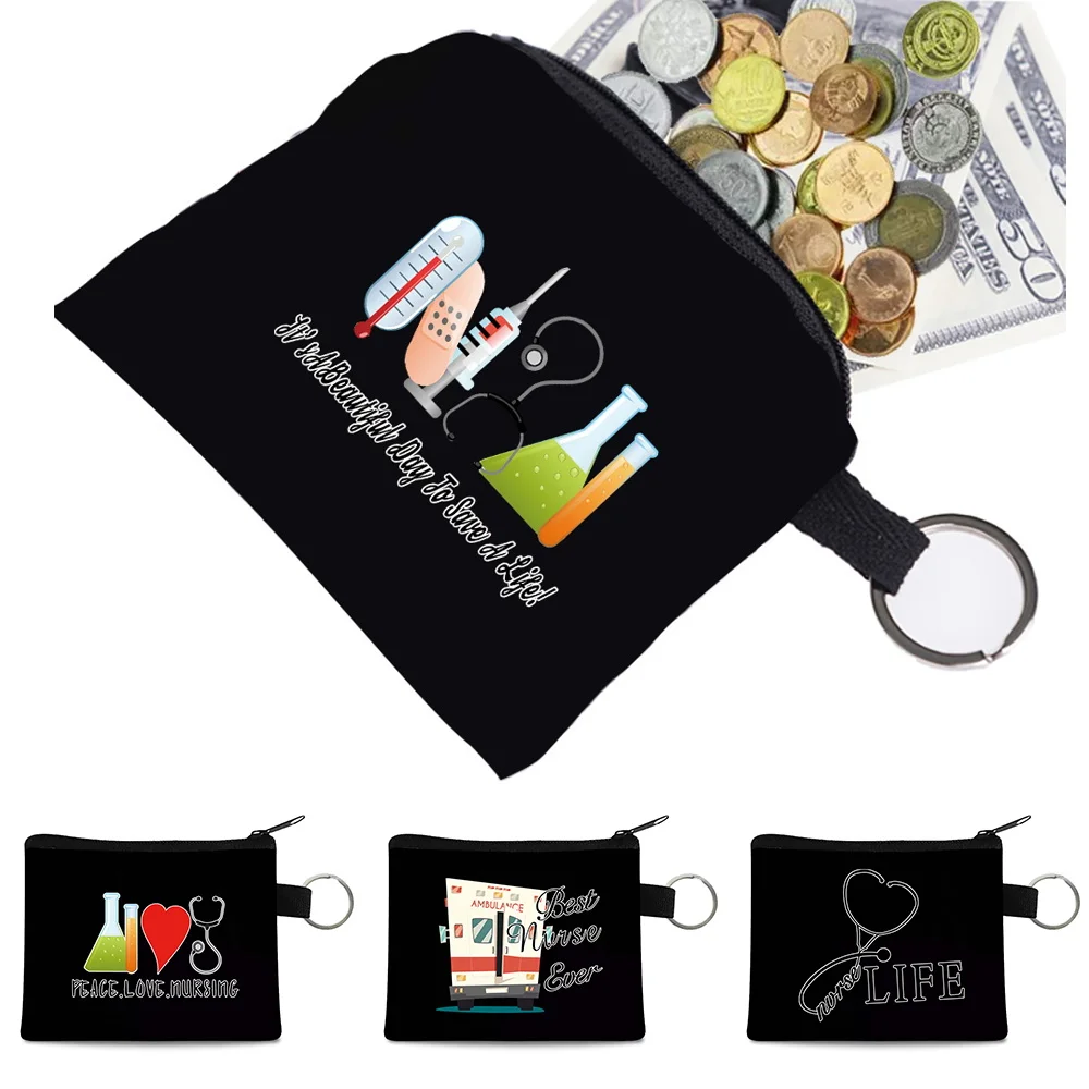 

Nurse Utensils Printing Coin Purse Mini Portable Bag Fashion Coin Purse Card Holder Wallet Key Pouch Make Up Cartoon Bag Women's