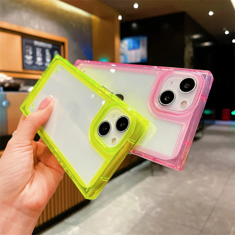 

Korea Clear Phone Case For iphone 14 13 12 11 Xs Pro Max Mini Xr X 8 7 Plus Electroplating Button Space Transparent Shell Cover