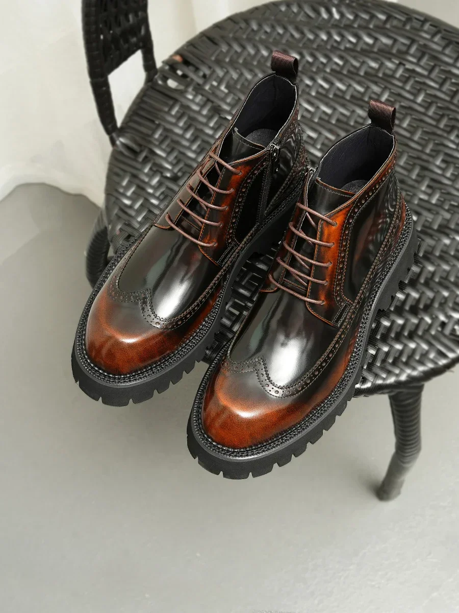 2024 осенне-зимние высокие мужские ботинки в британском стиле мужская обувь из