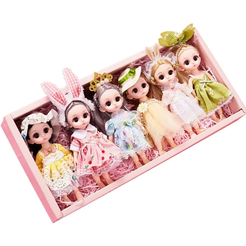 

Pack of 6 Miniature with Clothes Suit Toy for Children Girls Dress Up Imaginative Pretend Play Accessories