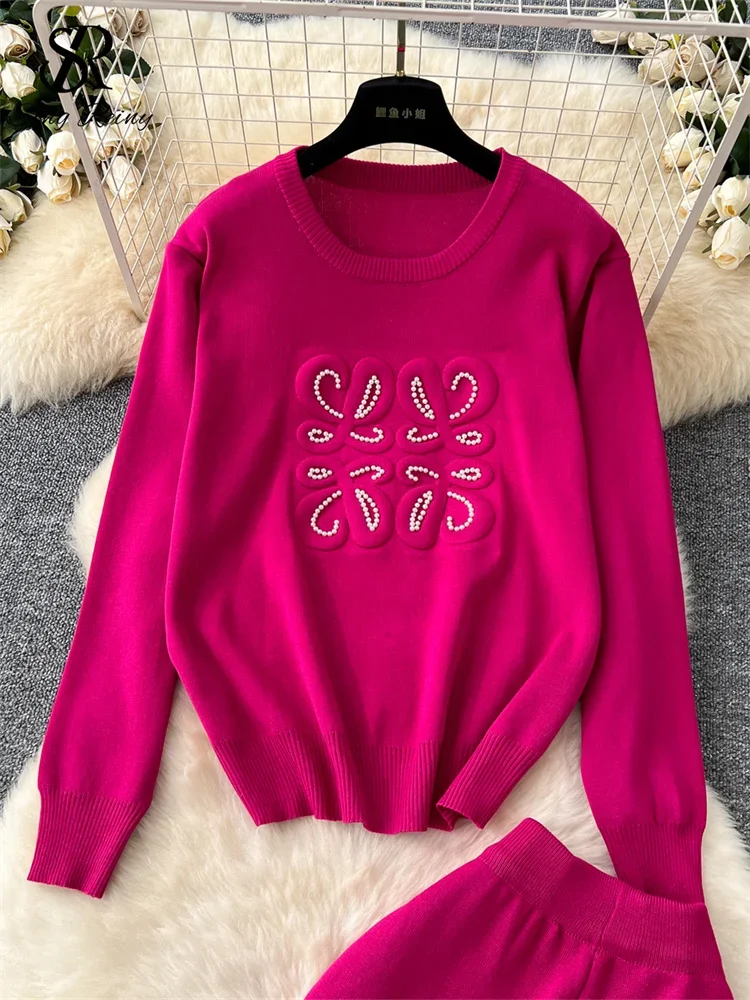 SINGREINY модные повседневные костюмы из 2 предметов с круглым вырезом и длинными