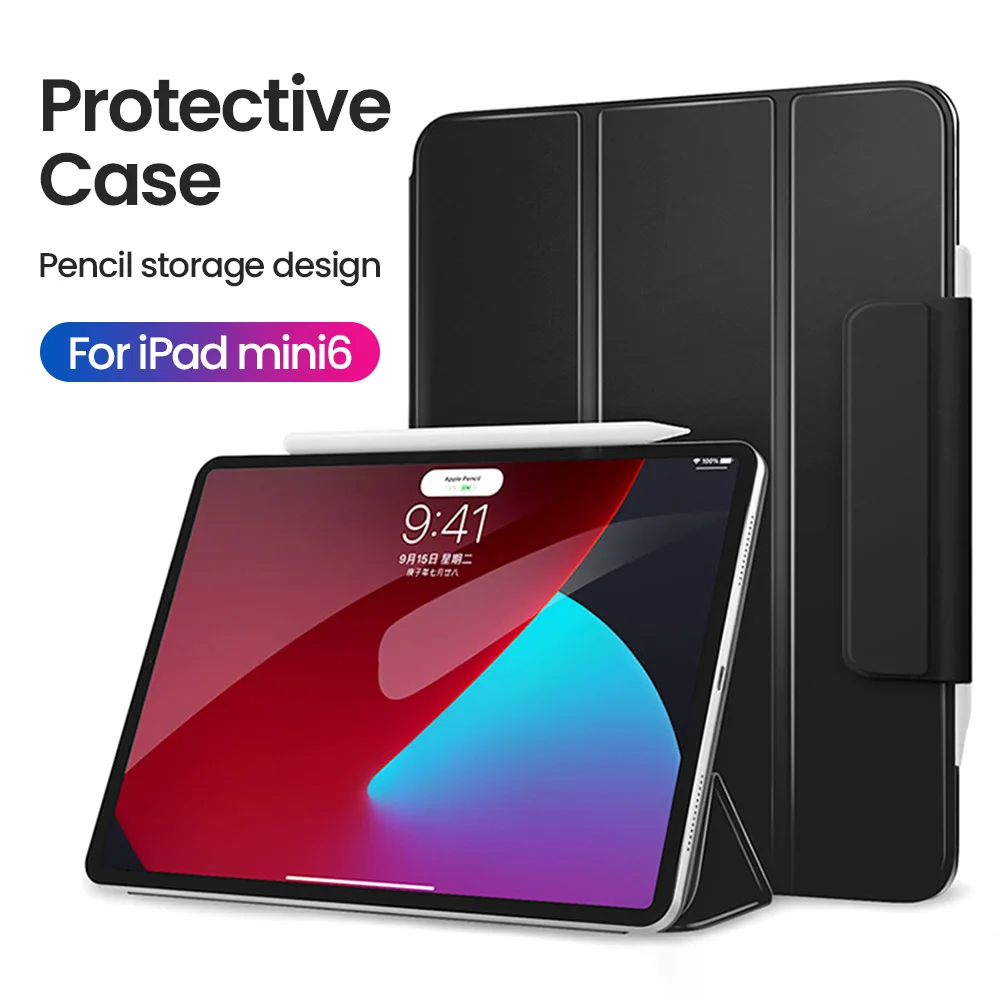 

Чехол для планшета iPad Mini 6, защитный чехол, Жесткий Чехол, прозрачная задняя крышка планшета для iPad Mini 6, кожаный чехол на магните