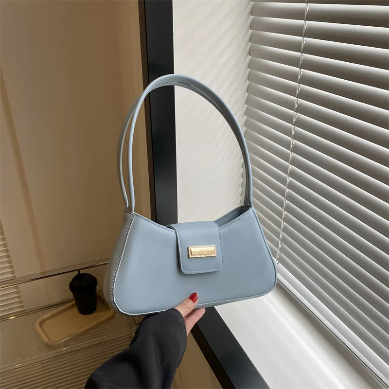 

Luxury Brand Design Simple Shoulder Bag Small PU Leather Underarm Crossbody Bag Women 2023 Fashion Ladies Handbag and Purses